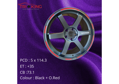 RAYS TE37 (Replica) Wheel Rims - Grey + Red